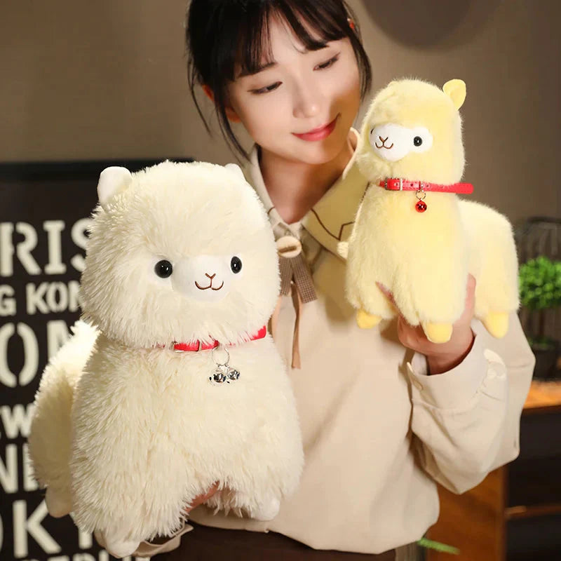Adorable Fluffy Alpaca and Llama Plush Toys with Charming Bells