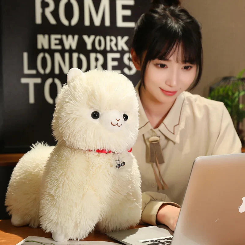 Adorable Fluffy Alpaca and Llama Plush Toys with Charming Bells