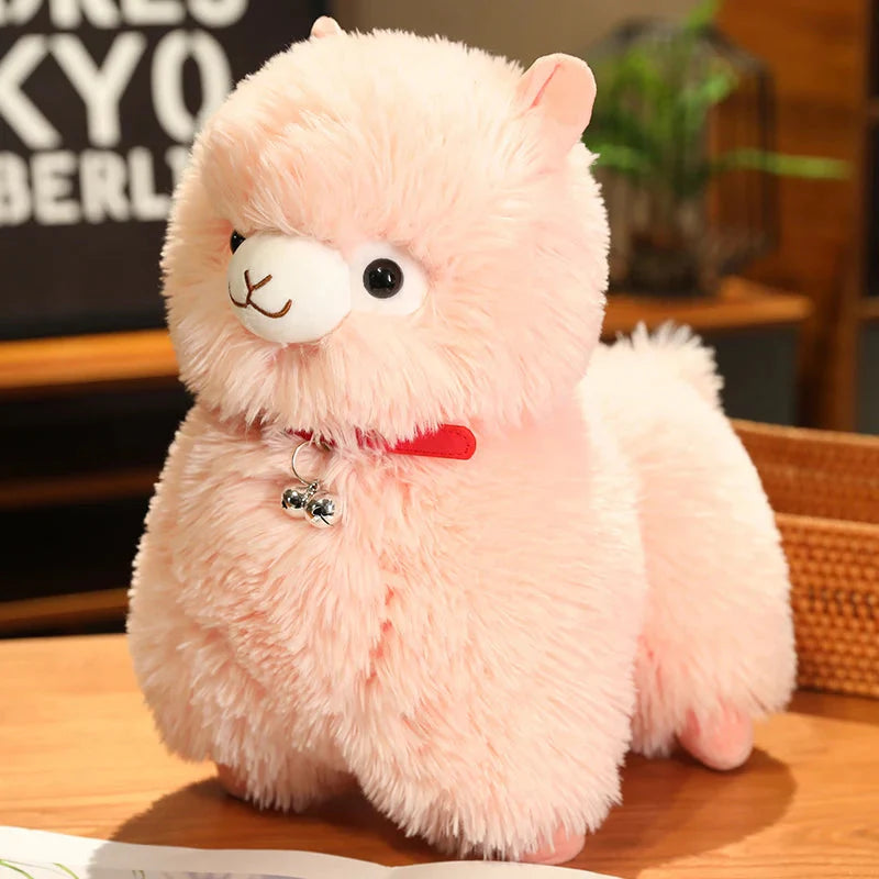 Adorable Fluffy Alpaca and Llama Plush Toys with Charming Bells