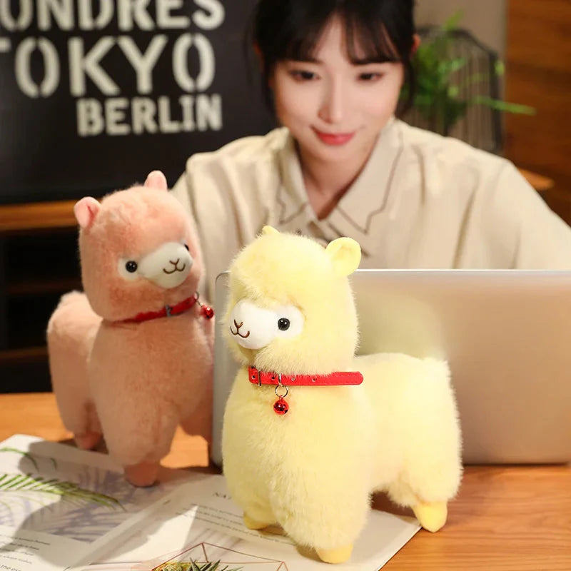 Adorable Fluffy Alpaca and Llama Plush Toys with Charming Bells