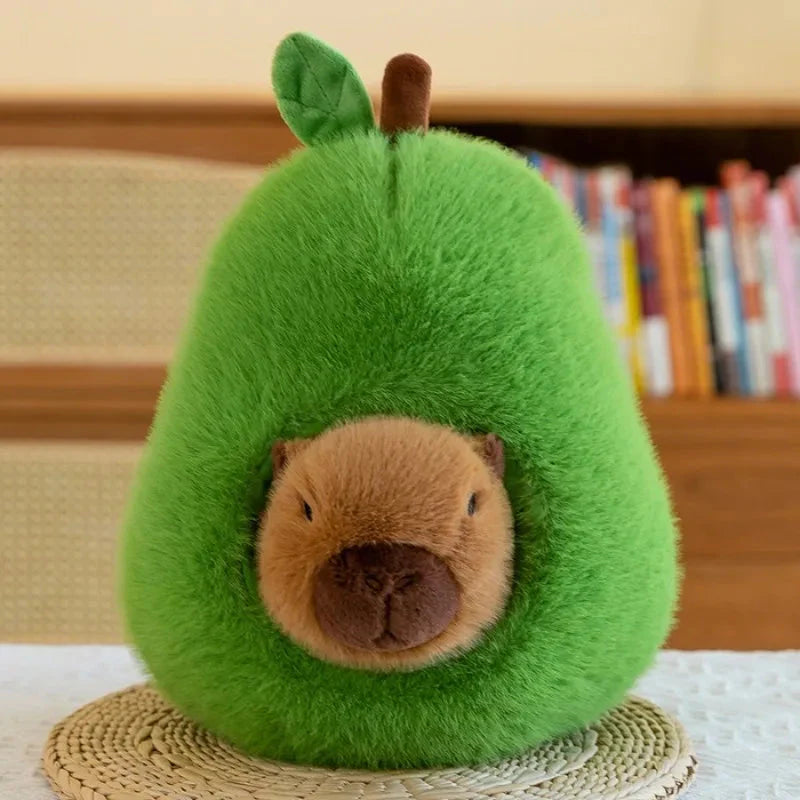 Adorable Fluffy Avocado Capybara Plush Toy