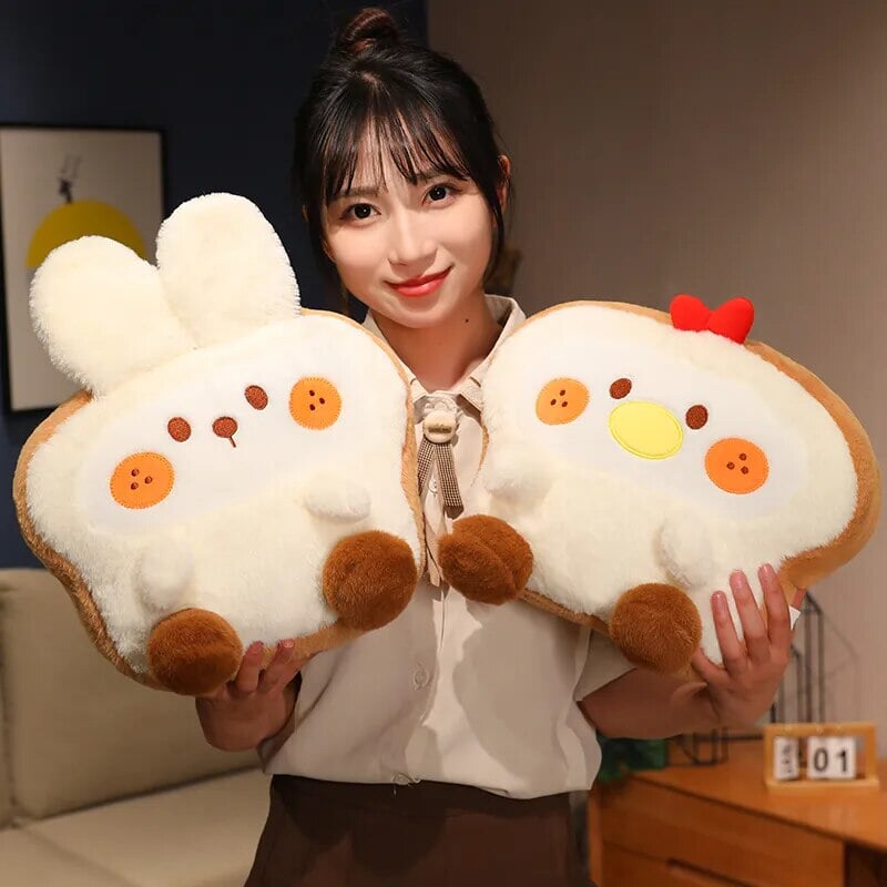 Adorable Fluffy Bunny Dog Chicken Toastie Bread Plush Toy