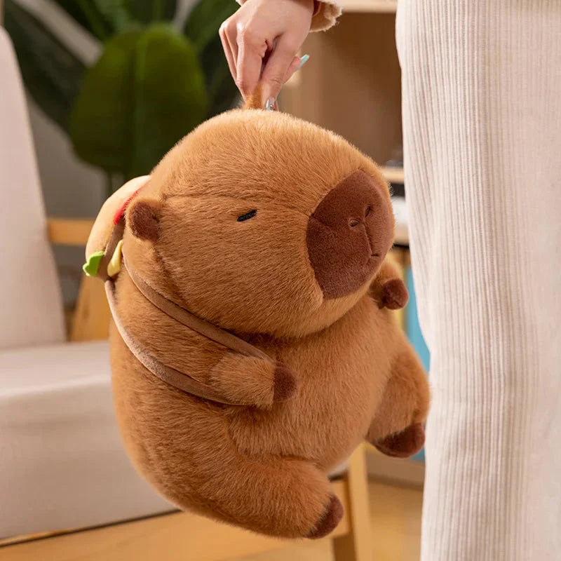 Adorable Fluffy Capybara Burger Bag Plush Toys