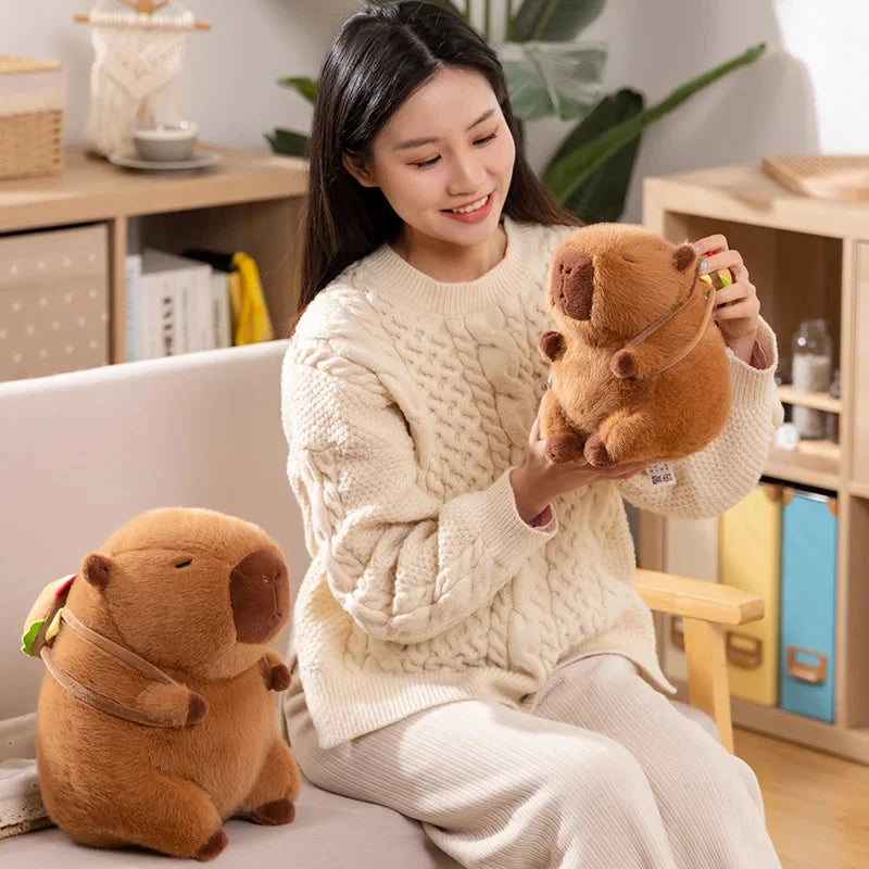 Adorably Fluffy Capybara Burger Plush Bags
