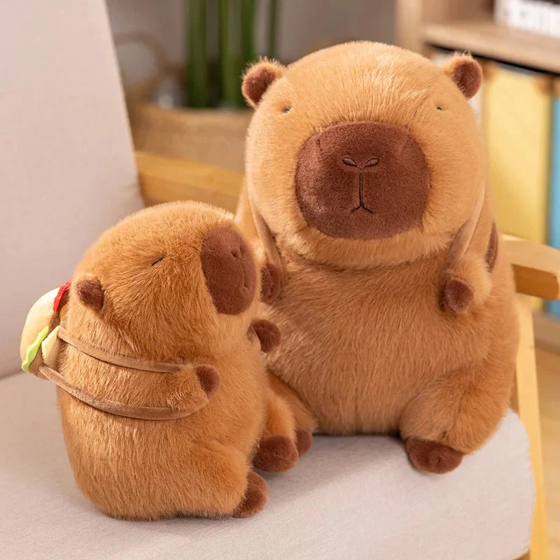 Adorably Fluffy Capybara Burger Plush Bags