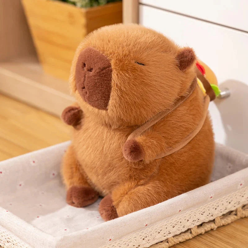 Adorably Fluffy Capybara Burger Plush Bags