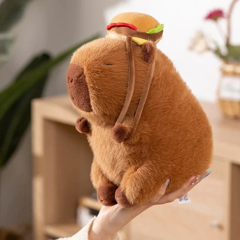 Adorably Fluffy Capybara Burger Plush Bags