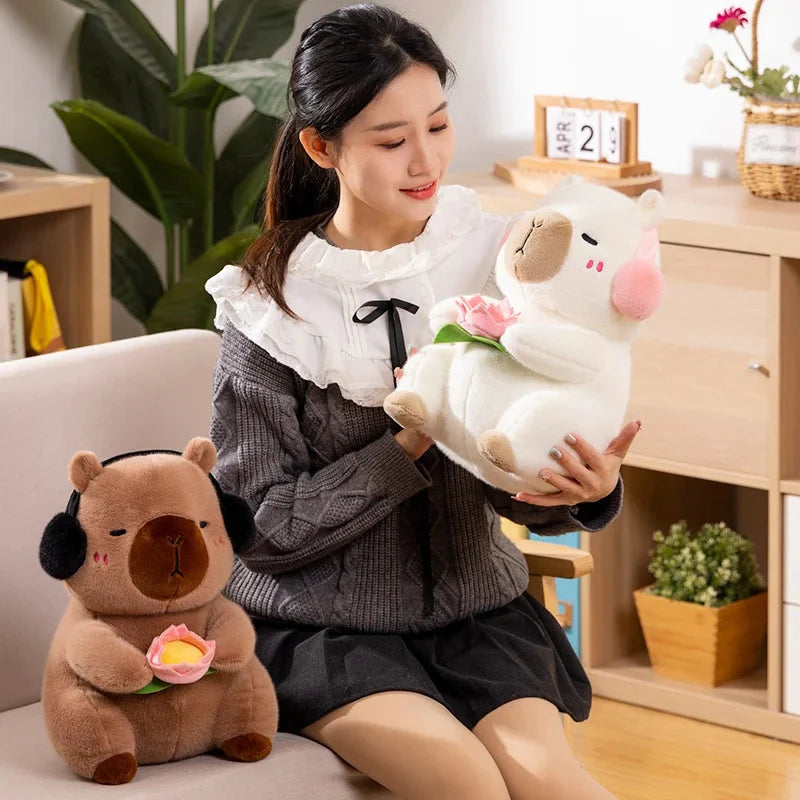 Adorable Fluffy Capybara and Monkey Plush Toy Friends