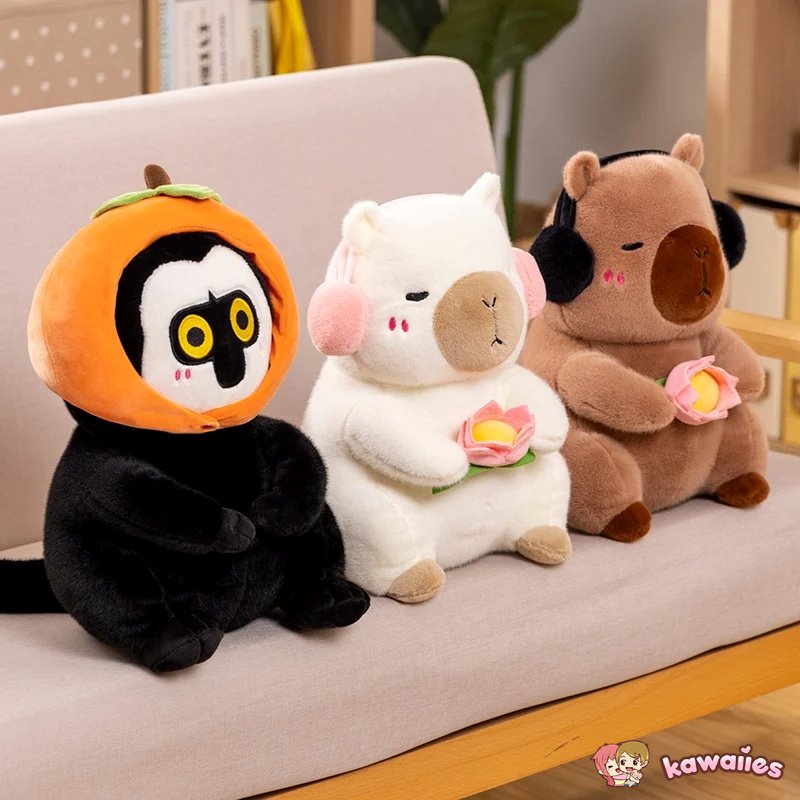 Adorable Fluffy Capybara and Monkey Plush Toy Friends
