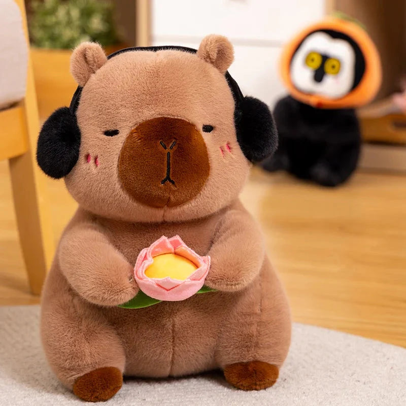 Adorable Fluffy Capybara and Monkey Plush Toy Friends