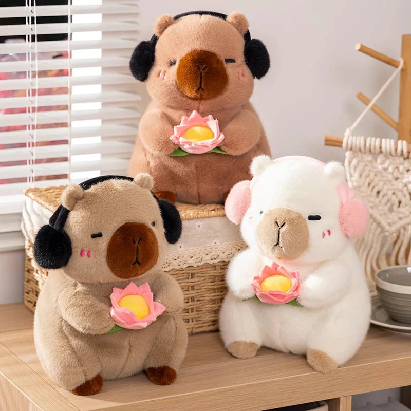 Adorable Fluffy Capybara and Monkey Plush Toy Friends