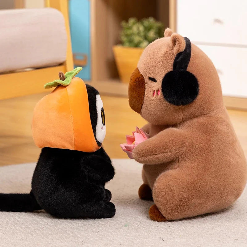 Adorable Fluffy Capybara and Monkey Plush Toy Friends