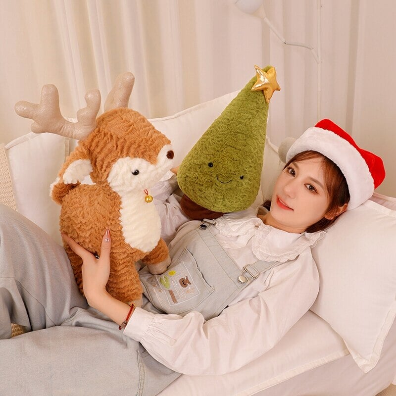 Cozy Fluffy Reindeer Plushie for a Magical Christmas Tree Decor
