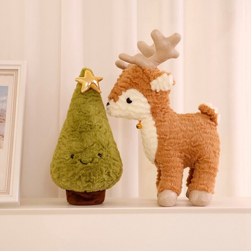 Cozy Fluffy Reindeer Plushie for a Magical Christmas Tree Decor