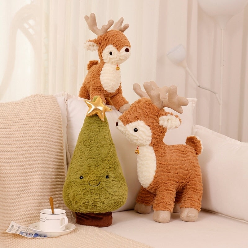 Cozy Fluffy Reindeer Plushie for a Magical Christmas Tree Decor