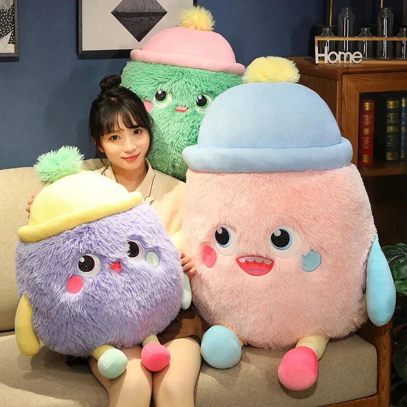 Adorable Fluffy Monster Milk Bottle Plush Toy