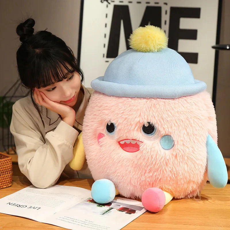 Adorable Fluffy Monster Milk Bottle Plush Toy