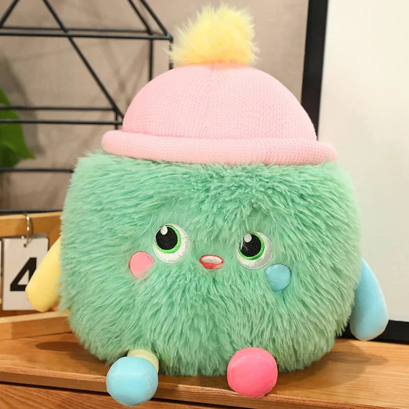 Adorable Fluffy Monster Milk Bottle Plush Toy