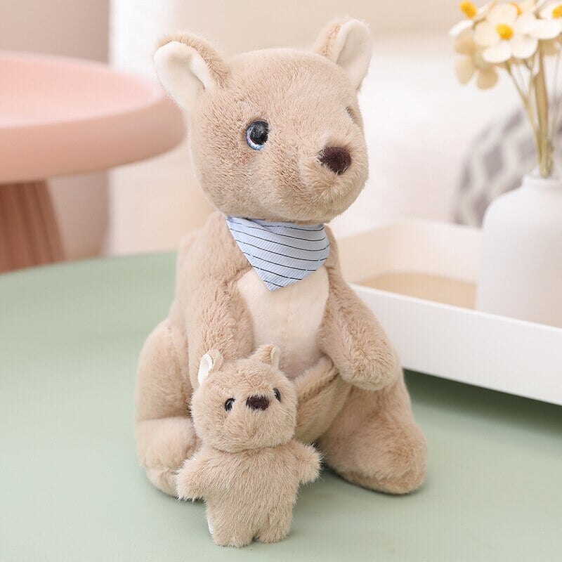 Adorable Fluffy Kangaroo Plushie Set for Mom and Baby