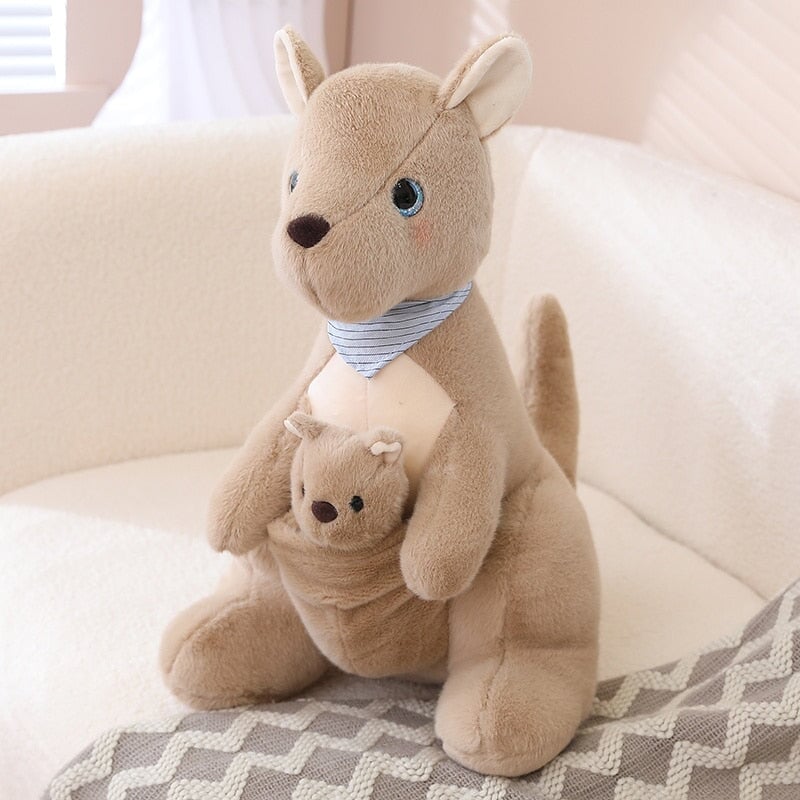 Adorable Fluffy Kangaroo Plushie Set for Mom and Baby