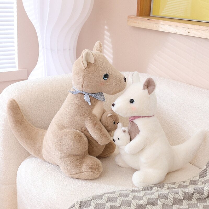 Adorable Fluffy Kangaroo Plushie Set for Mom and Baby