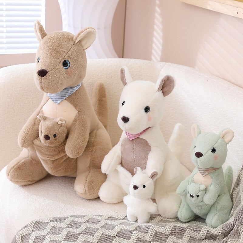Adorable Fluffy Kangaroo Plushie Set for Mom and Baby