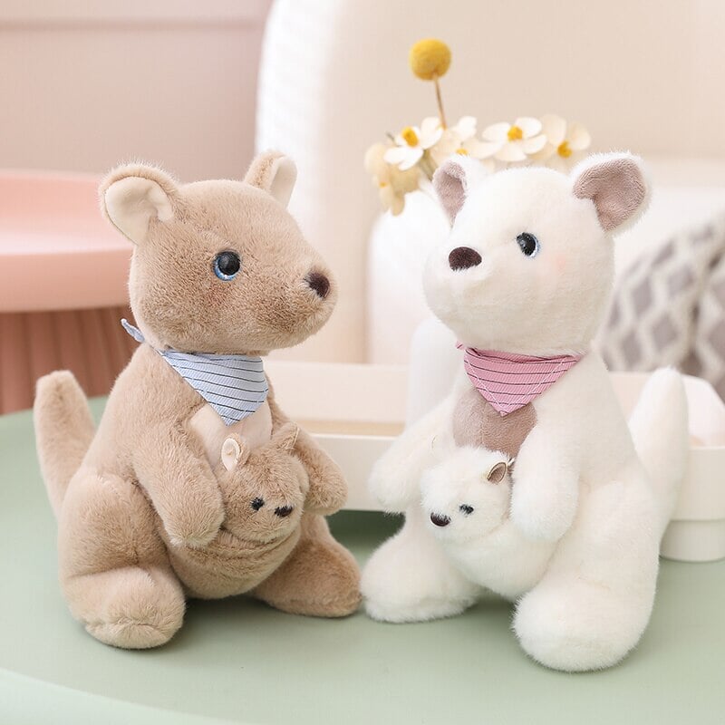 Adorable Fluffy Kangaroo Plushie Set for Mom and Baby
