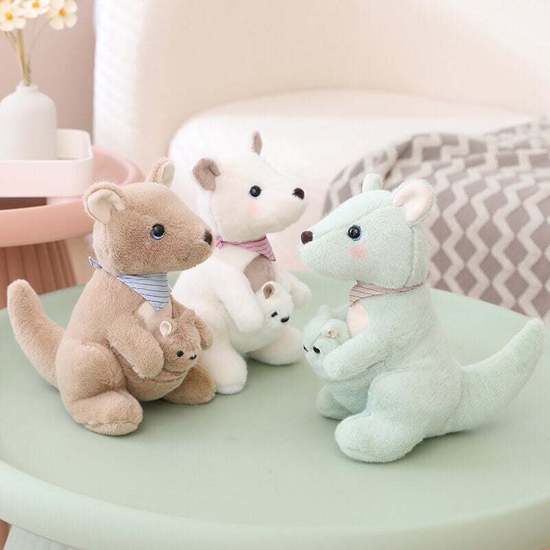Adorable Fluffy Kangaroo Plushie Set for Mom and Baby