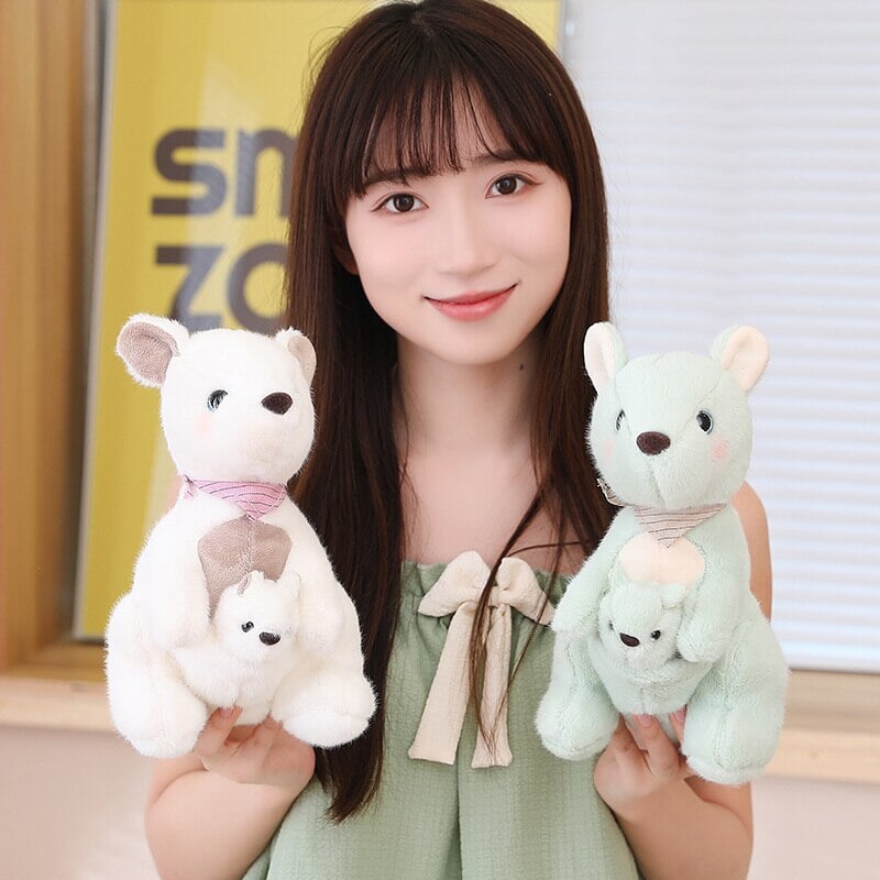 Adorable Fluffy Kangaroo Plushie Set for Mom and Baby