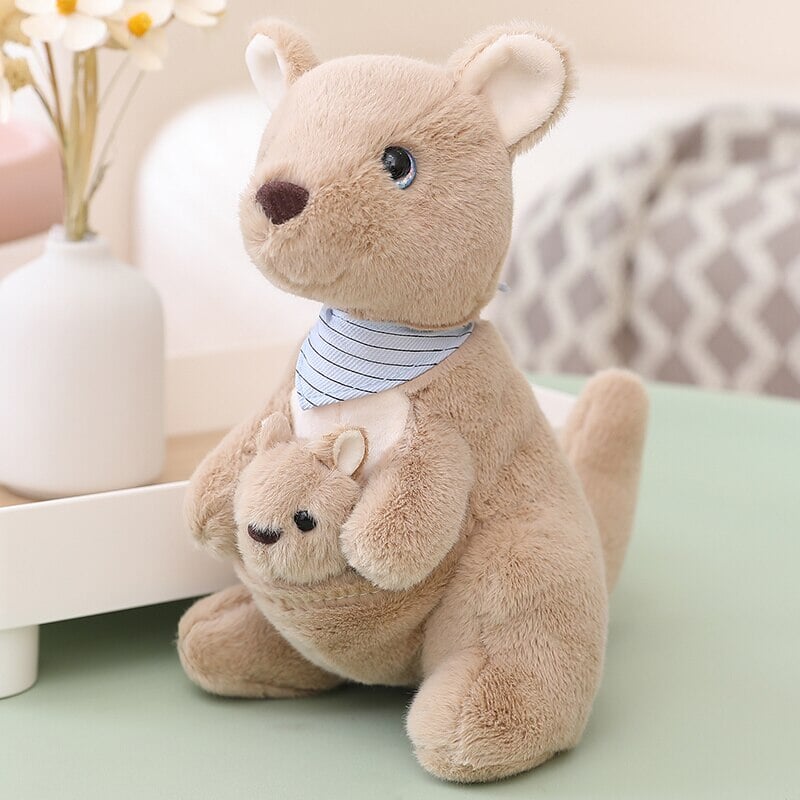 Adorable Fluffy Kangaroo Plushie Set for Mom and Baby