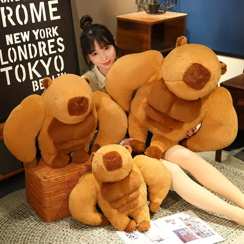 Adorably Fluffy Muscular Capybara Plush Toy
