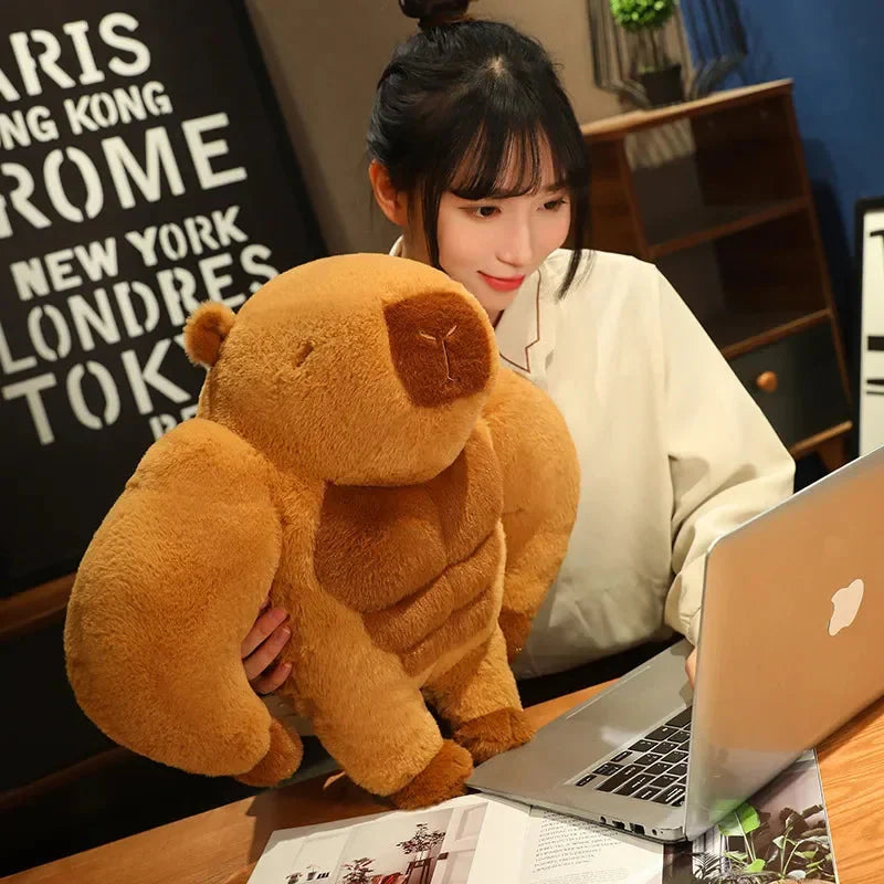 Adorably Fluffy Muscular Capybara Plush Toy