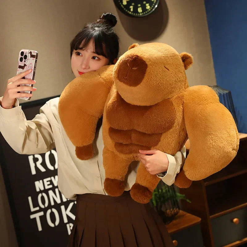 Adorably Fluffy Muscular Capybara Plush Toy