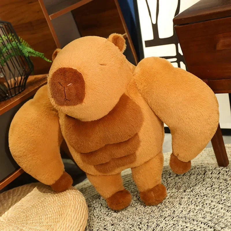 Adorably Fluffy Muscular Capybara Plush Toy