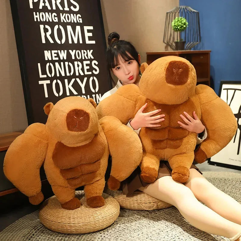 Adorably Fluffy Muscular Capybara Plush Toy