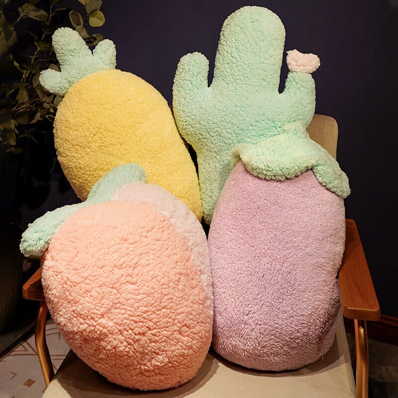 Adorable Fluffy Plushie Collection of Pastel Fruit and Veggie Friends