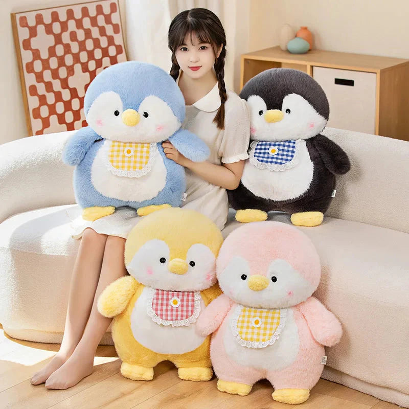 Adorable Fluffy Penguin Squad Plush Toys with Cute Bibs
