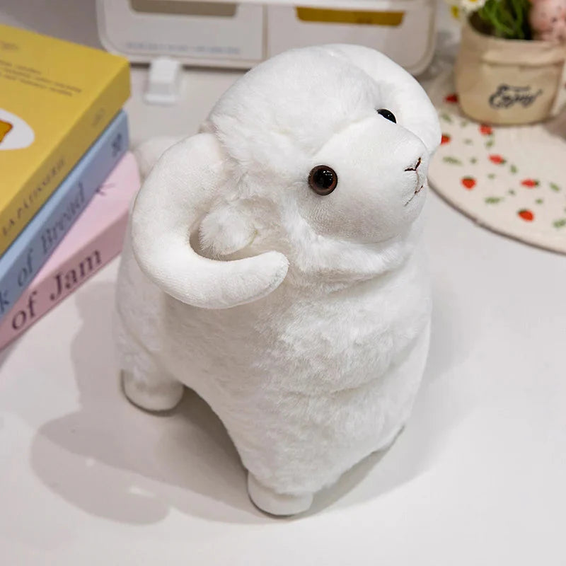Adorable Fluffy Pink and White Sheep Ram Plush Toys