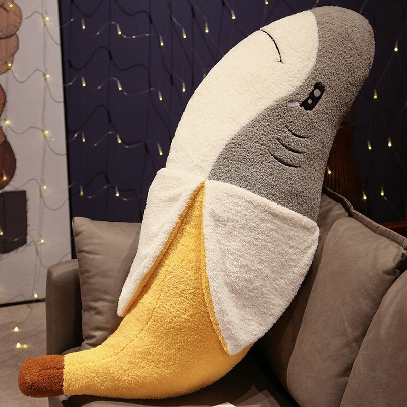 Adorable Fluffy Shark Banana Stuffed Animal