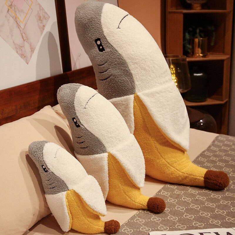 Adorable Fluffy Shark Banana Stuffed Animal