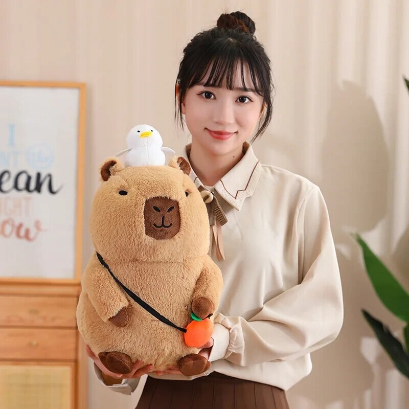Cozy Capybara Cuddle Buddy with Vibrant Orange Plushie