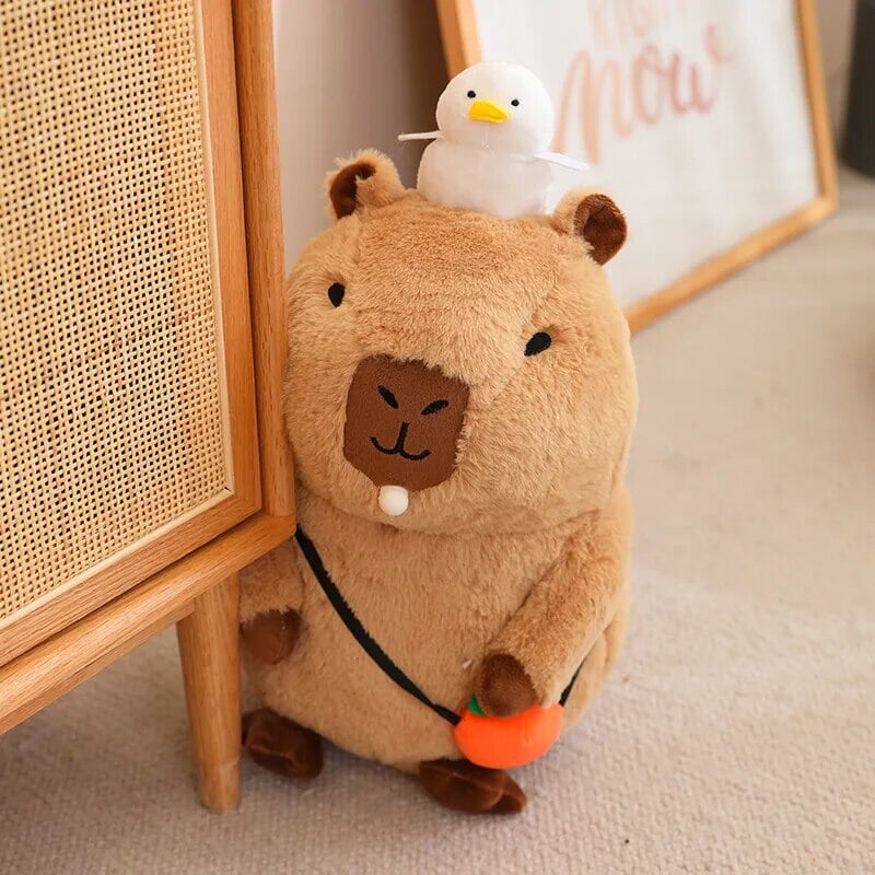 Cozy Capybara Cuddle Buddy with Vibrant Orange Plushie