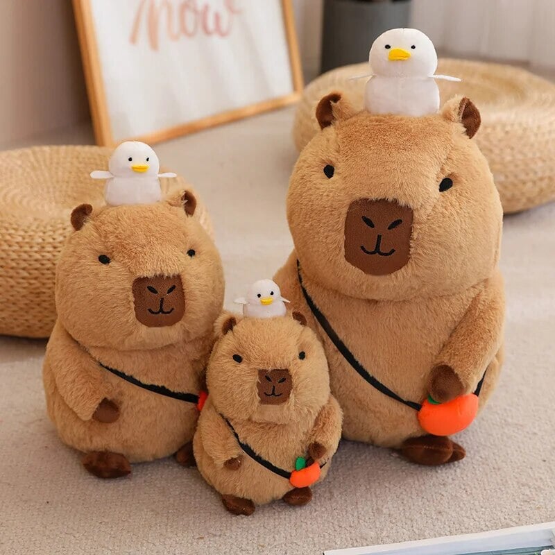 Cozy Capybara Cuddle Buddy with Vibrant Orange Plushie