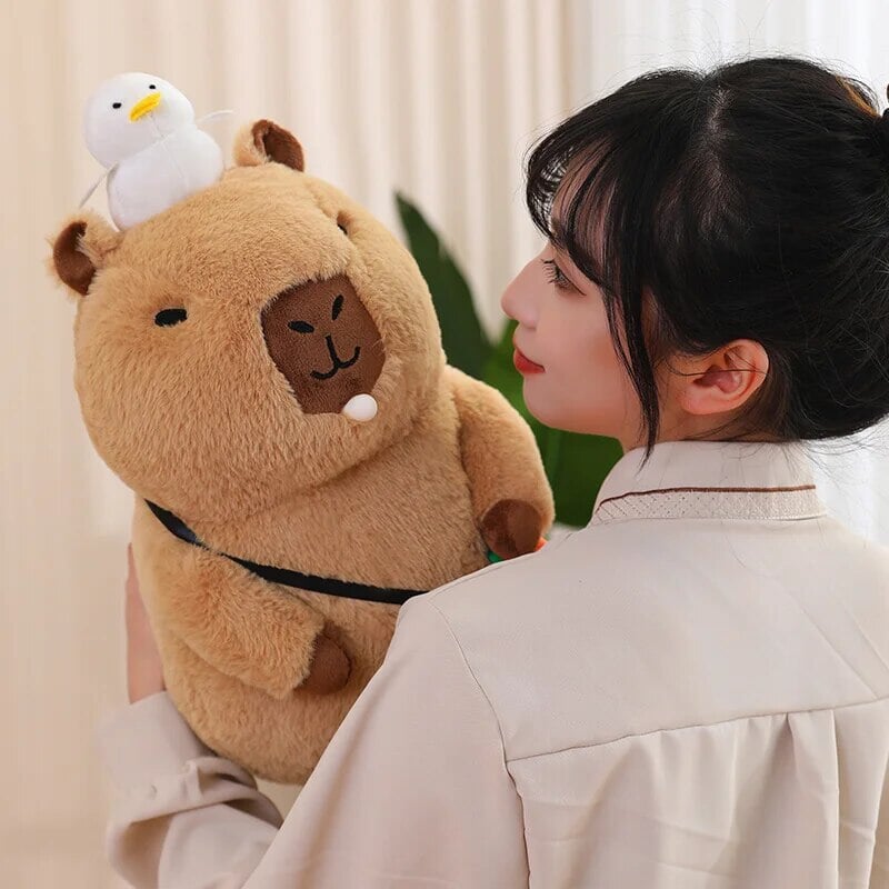 Cozy Capybara Cuddle Buddy with Vibrant Orange Plushie