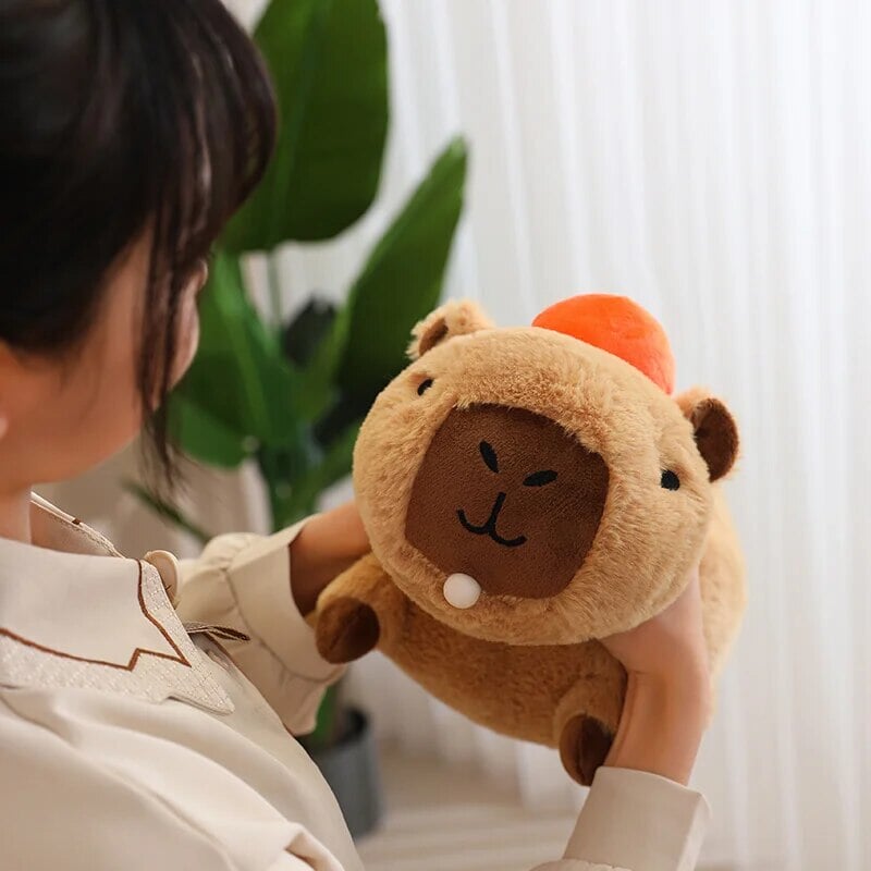 Cozy Capybara Cuddle Buddy with Vibrant Orange Plushie