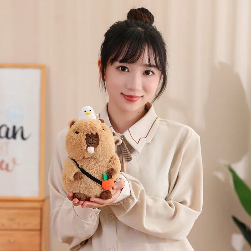 Cozy Capybara Cuddle Buddy with Vibrant Orange Plushie