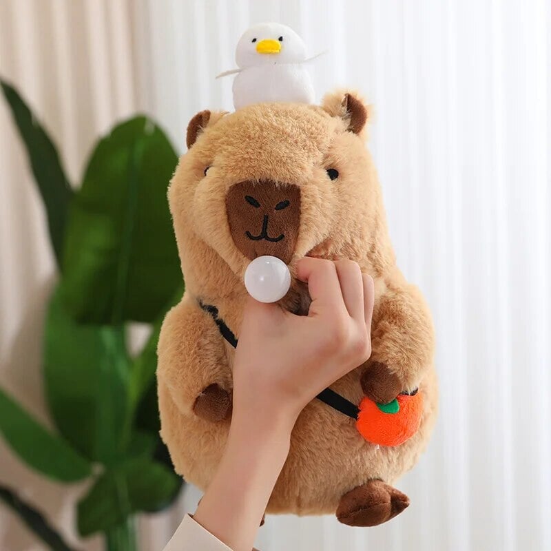 Cozy Capybara Cuddle Buddy with Vibrant Orange Plushie
