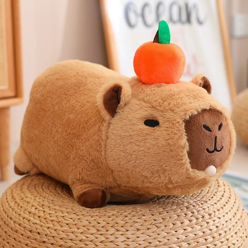 Cozy Capybara Cuddle Buddy with Vibrant Orange Plushie