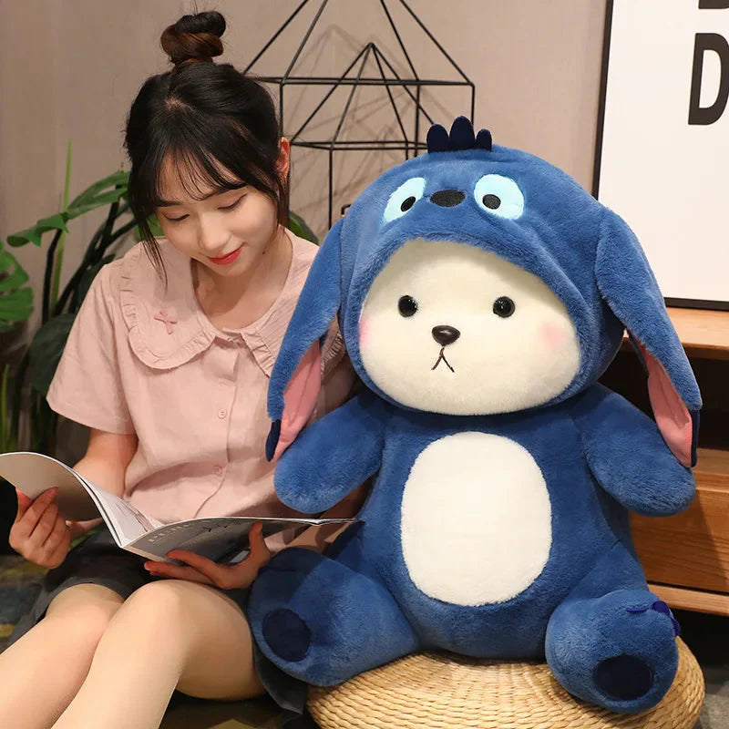 Adorable Fluffy White Bear Donkey Plush Companion