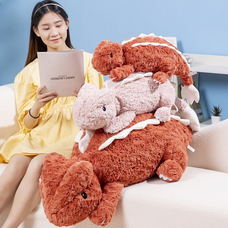 Adorable Fuzzy Plush Pink and Red Lizard Friends
